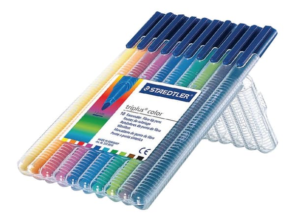 Fiberpen Staedtler 323 SB10 Triplus Color 1,0 mm ass. farver - (10 stk.)