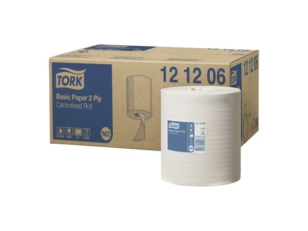Aftørringspapir tork m2 basic centerfeed, karton a 6 ruller