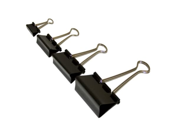 Papirklemme stål bnt sort 50mm foldback 12stk/pak
