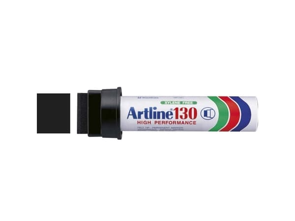 Marker Artline® 130 sort permanent 30mm firkantet spids (stk.)