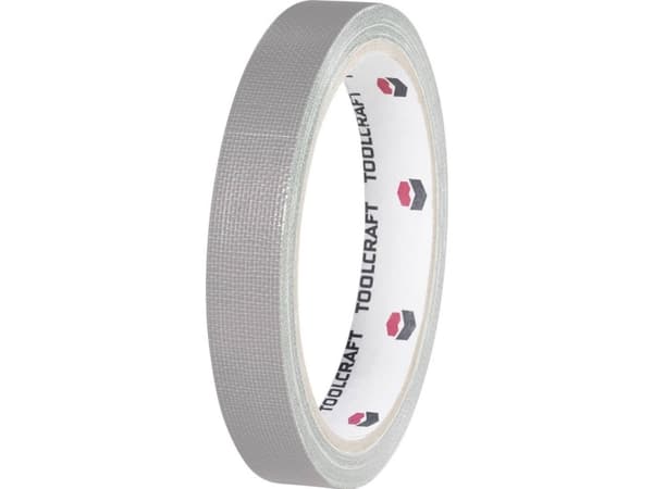 TOOLCRAFT HEB15L10AC HEB15L10AC Tekstiltape HEB15L10AC Grå (L x B) 10 m x 15 mm 1 stk