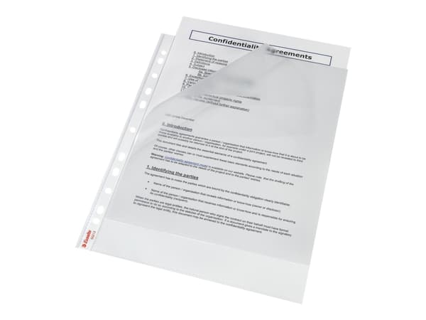 Plastlommer A4 Esselte 0,075 mm åben top/venstre præget - (100 stk.)
