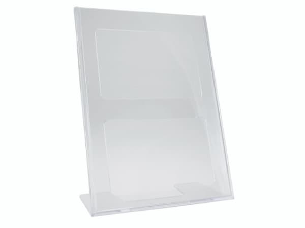 Brochuredisplay klar A4 L-form t/bord 227x1000x285 mm akryl