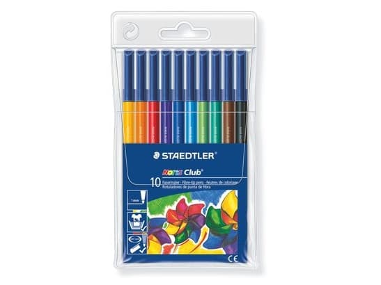 STAEDTLER Noris Club 326 - Fibertuppenn - assorterte farger - vannbasert matfargeblekk - 1 mm (en pakke 10)