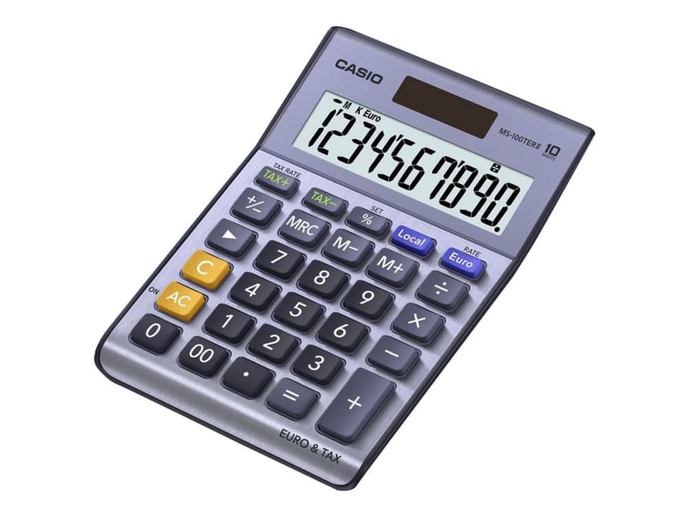 Casio MS-100 TER II - Skrivbordskalkylator - 10 siffror - solcellspanel, batteri