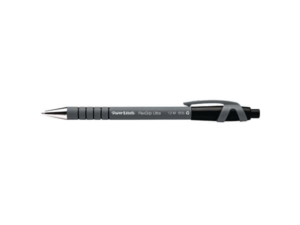 Papermate FlexGrip Ultra RT, Klämma, Fastklämbar, indragbar kulspetspenna, Svart, 12 styck, Medium