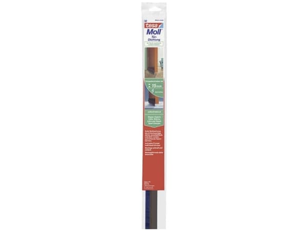 tesa Moll COMFORT dørpakningsskinne, brun, 40 mm x 1 m dørpakning laget av malt aluminium, aldersbestandig (05405-00101-00)
