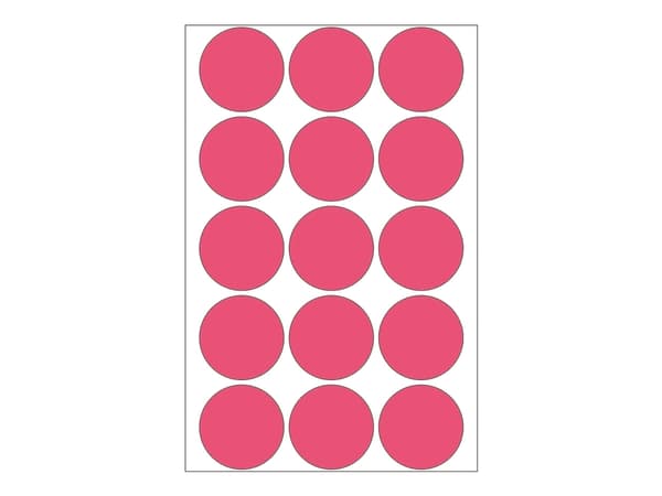 HERMA - Permanet adhesiv - lysende rød - 32 mm rund 360 etikett(er) (24 ark x 15) merkelapper