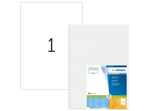 HERMA Premium - Permanent häftning - vit - A3 (297 x 420 mm) 100 stk (100 ark x 1) etiketter
