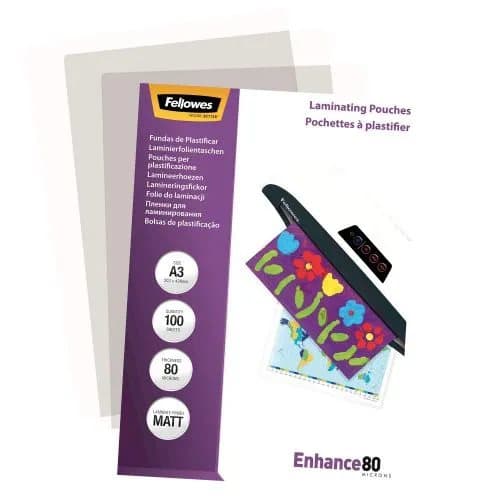 Lamineringslommer Fellowes A3 80 micron mat - (100 stk.)