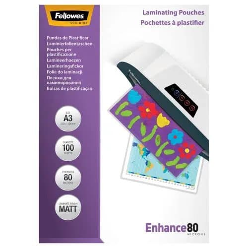 Lamineringslommer Fellowes A3 80 micron mat - (100 stk.)