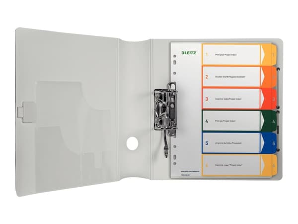 Leitz 12920000, Numeroitu välilehtihakemisto, Polypropeeni (PP), Sininen, Vihreä, Oranssi, Punainen, Keltainen, 245 mm, 2 mm, 305 mm