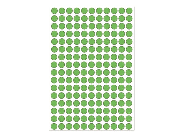 HERMA - Permanet adhesiv - grønn - 8-mm rund 5632 etikett(er) (32 ark x 176) merkelapper