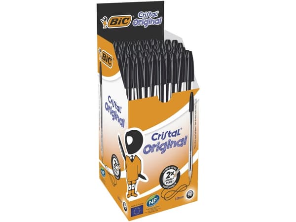 BIC Cristal - Kulepenn - svart - 1 mm - medium (en pakke 50)