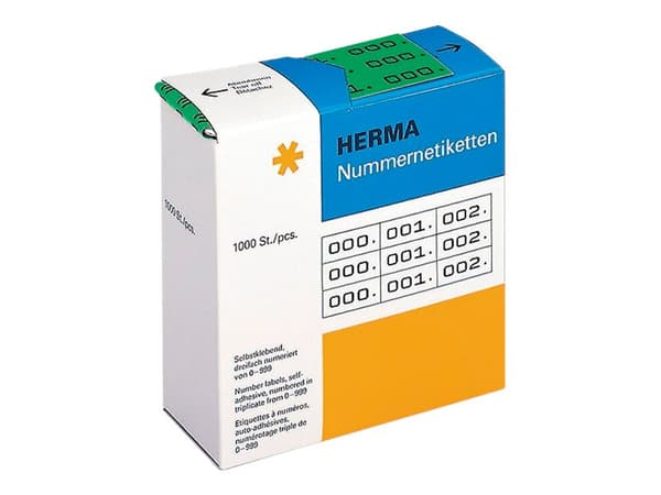 HERMA - Svart, grön - 10 x 22 mm 3000 etikett (er) (1000 ark x 3) självhäftande nummeretiketter