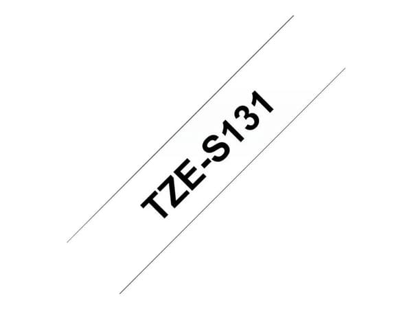 Brother TZe-S131 sort på klar 12mm x 8m - ekstrastærkt klæbemiddel
