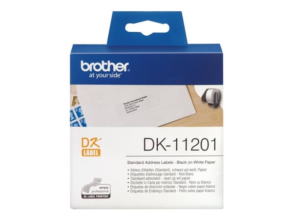 Brother DK-11201 - Svart på hvitt - 29 x 90 mm 400 etikett(er) (1 rull(er) x 400) adresselapper - for Brother QL-1050, 1060, 1110, 500, 550, 560, 570