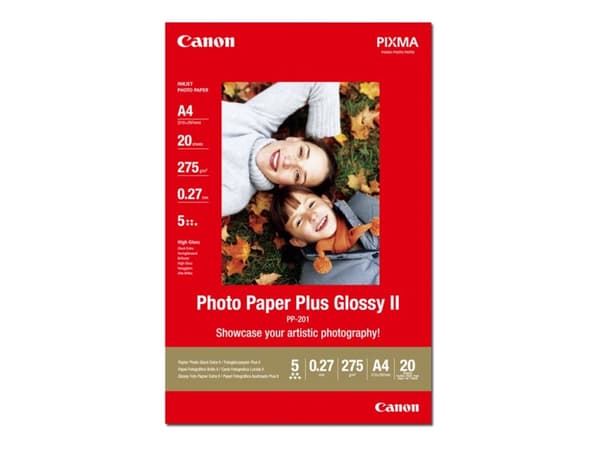 Canon Photo Paper Plus Glossy II PP-201 - Blank - A4 (210 x 297 mm) - 275 g/m² - 20 ark fotopapir - for PIXMA iP100, iP2600, iP2700, iX7000, MG2555,