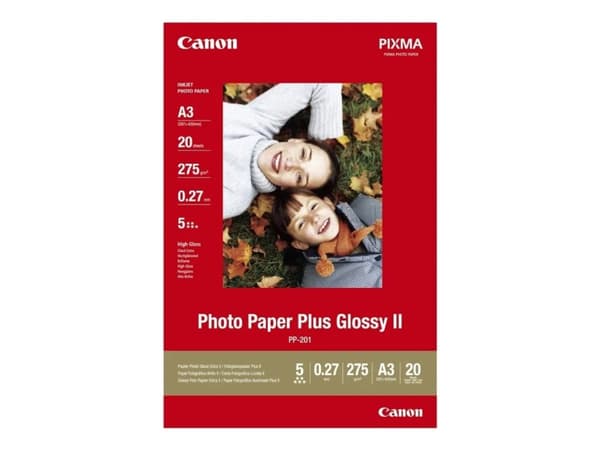 Canon Photo Paper Plus Glossy II PP-201 - Blank - A3 (297 x 420 mm) 20 ark fotopapir - for PIXMA iX4000, iX5000, iX7000, PRO-1, PRO-10, PRO-100, Pro9