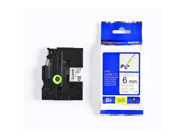 Brother TZFX211 - Svart på hvitt - Rull (0,6 cm x 8 m) fleksibelt bånd - for Brother PT-D210, D600, H110, H200; P-Touch PT-E310, E550, P900; P-Touch