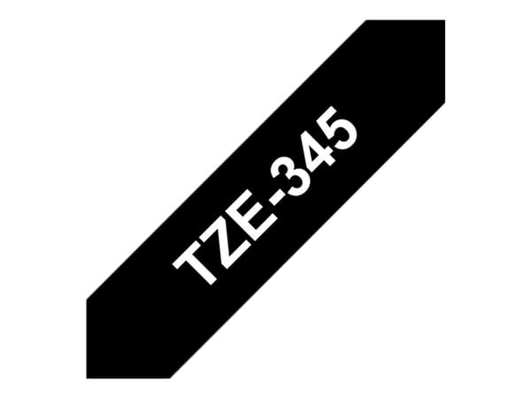 Brother TZe-345 - Standard klæbemiddel - hvid på sort - Rulle (1,8 cm x 8 m) 1 kassette(r) lamineret bånd - for Brother PT-D600; P-Touch PT-1880, D45