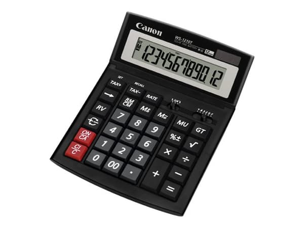Canon WS-1210T - Skrivebordskalkulator - 12 sifre - solpanel, batteri - svart
