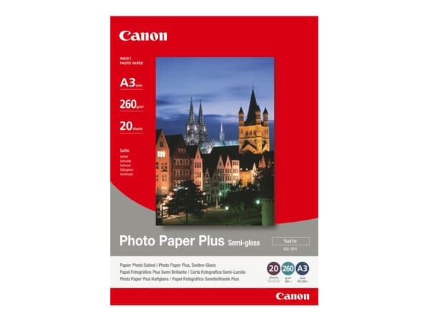 Canon Photo Paper Plus SG-201 - Halvblank - A3 (297 x 420 mm) - 260 g/m² - 20 ark fotopapir - for i6500, 9100, 9950; PIXMA iX4000, iX5000, iX7000, PR