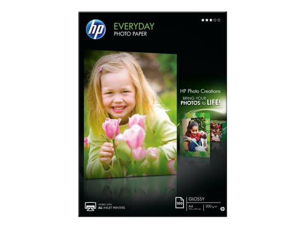 HP Everyday Photo Paper - Blank - A4 (210 x 297 mm) - 200 g/m² - 100 ark fotopapper - för Officejet 20X, 38XX, 46XX, 52XX, 6000 E609, 68XX, 80XX; Pho