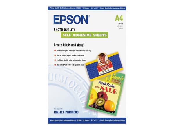 Epson Photo Quality Self Adhesive Sheets - Självhäftande - A4 (210 x 297 mm) - 167 g/m² - 10 stk ark - för Expression Home HD XP-15000; Expression Pr