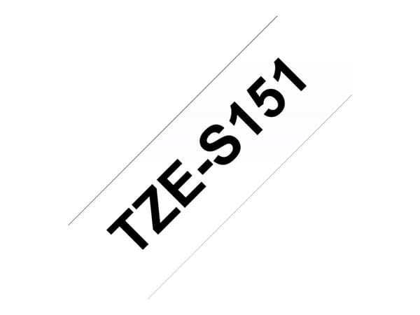 Brother TZe-S151 - Ekstra sterk adhesiv - svart på blank - Rull (2,4 cm x 8 m) 1 kassett(er) laminert teip - for Brother PT-D600, P750, P950; P-Touch