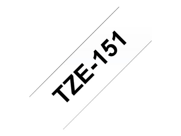 Brother TZe-151 - Standardklebemiddel - svart på blank - Rull (2,4 cm x 8 m) 1 kassett(er) laminert teip - for Brother PT-D600; P-Touch PT-750, D800,