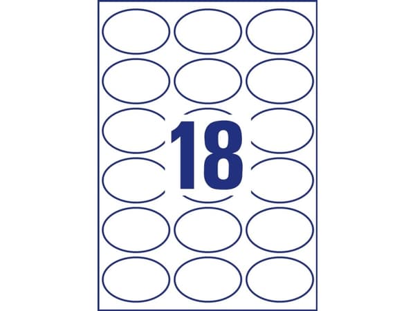 Avery L6024REV - Fjernbart adhesiv - hvit - 42,3 x 63,5 mm (oval) 450 stk (25 ark x 18) merkelapper