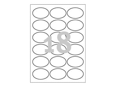 Avery L6024REV - Borttagbar häftning - vit - 42,3 x 63,5 mm (oval) 450 stk (25 ark x 18) etiketter