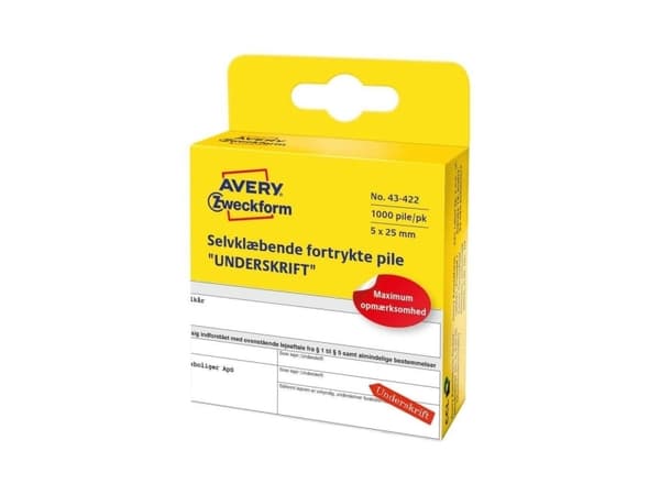 Avery Signature - Dekorationsbindemedel - pil - 0.5 x 2.5 cm - röd med vita bokstäver - permanent - papper (paket om 1000)