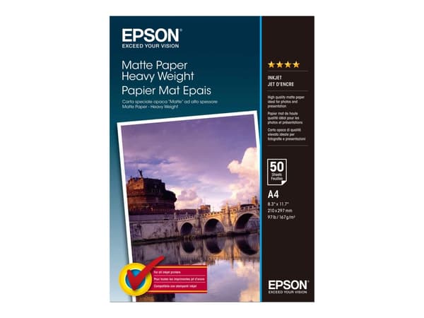 Epson - Matt - A4 (210 x 297 mm) - 167 g/m² - 50 ark papper - för EcoTank ET-2850, 2851, 2856, 4850, L6460; SureColor SC-P700, P900; WorkForce Pro WF