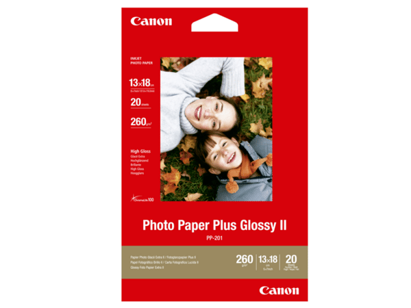 Canon Photo Paper Plus Glossy II PP-201 - Blank - 130 x 180 mm - 260 g/m² - 20 ark fotopapir - for PIXMA iP2700, iX7000, MG2555, MP520, MP610, MP970,