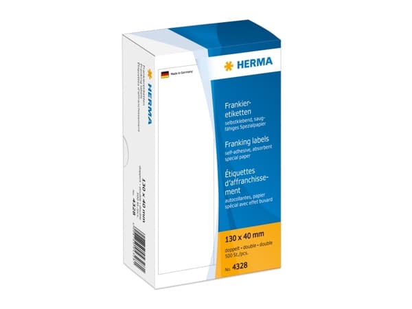 HERMA Franking labels - Papir - matt - selv-adhesiv - hvit - 130 x 40 mm 500 etikett(er) (250 ark x 2) merkelapper