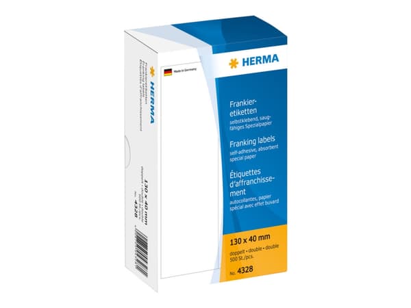 HERMA Franking labels - Papir - matt - selv-adhesiv - hvit - 130 x 40 mm 500 etikett(er) (250 ark x 2) merkelapper