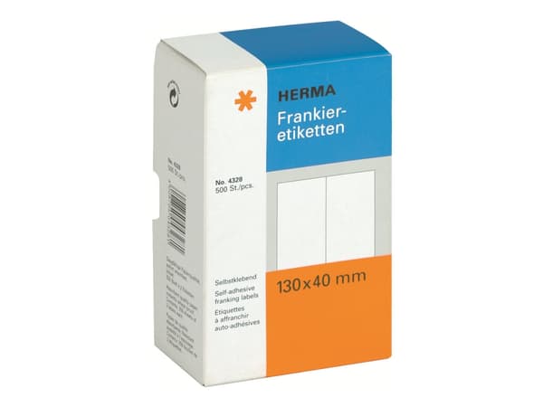HERMA Franking labels - Papir - matt - selv-adhesiv - hvit - 130 x 40 mm 500 etikett(er) (250 ark x 2) merkelapper
