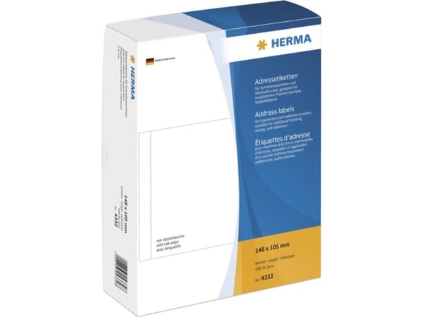 HERMA 4332, Valkoinen, Paperi, Matta, Saksa, 14,8 cm, 10,5 cm