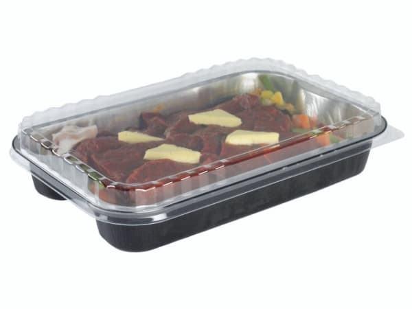 Låg dome dPET t/foliebakke D-PET 1920ml opak 100stk/pak