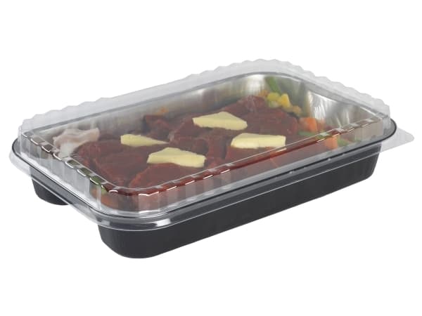 Låg dome dPET t/foliebakke D-PET 1920ml opak 100stk/pak