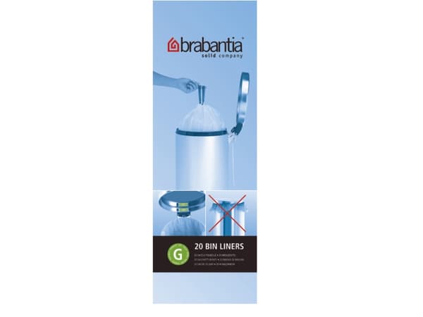 Brabantia Size G - Jätesäkkipussi - silmukka - 30 L - korkeatiheyksinen polyeteeni (HDPE) - valkoinen - 12 x 20 kpl:n pakkaus