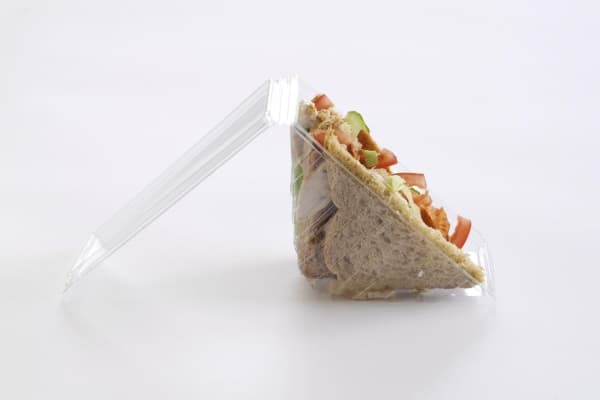 Sandwichbakke 180x68x80 mm til 3 skiver med Låg PET Klar,5 pk x 100 stk/krt