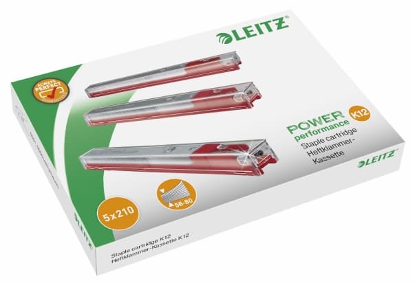 Leitz 55940000, Niittipakkaus, 1,2 cm, 210 niitit, 26/12, Punainen, 80 arkkia