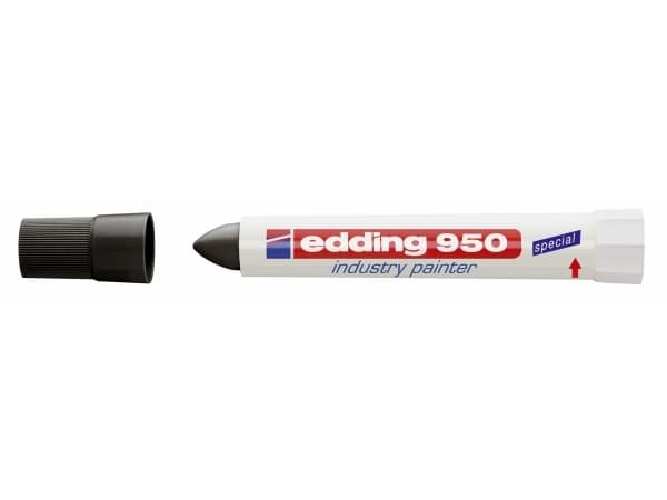 edding 950 industry - Markørstift - permanent - for metall, papir med ru overflate - svart - 10 mm - retraktil