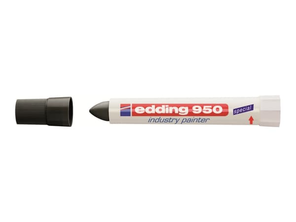 edding 950 industry - Markørstift - permanent - for metall, papir med ru overflate - svart - 10 mm - retraktil