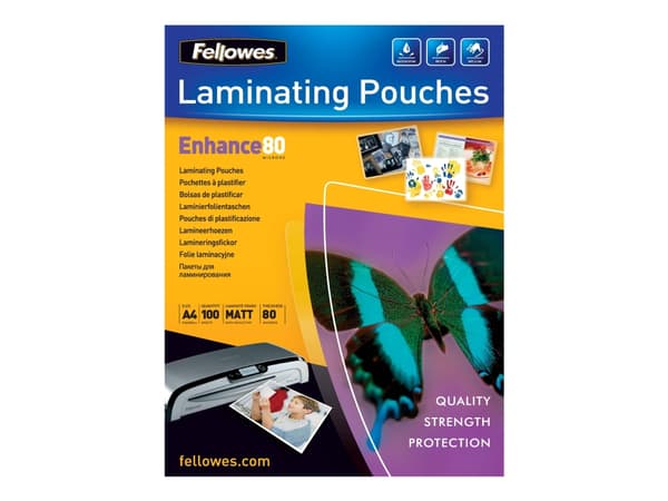 Lamineringslommer Fellowes, A4, 80 µm, pakke a 100 ark