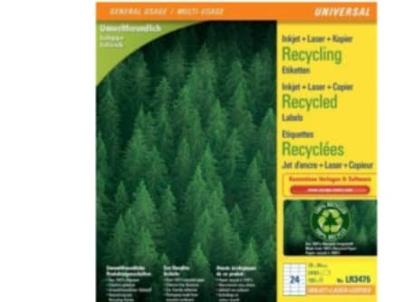 Avery QuickPEEL Recycled Labels LR3475 - 36 x 70 mm 2400 etikett(er) (100 ark x 24) resyklerte etiketter