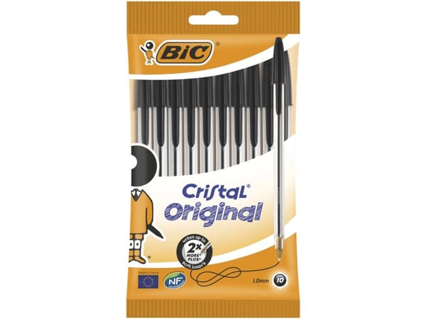 BIC Cristal - Kulspetspenna - svart - 1 mm - medel (paket om 10)